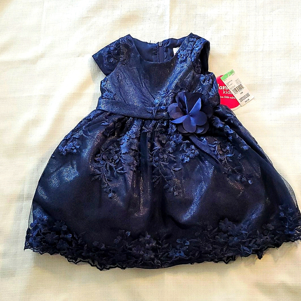 Girls Party Dress Nannette Kids 12m Navy Blue Lace
